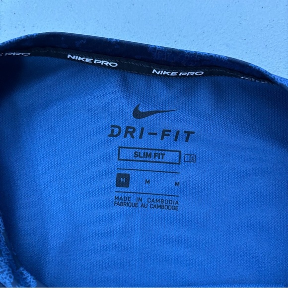 Nike Pro Dri Fit Slim Fit Men's Medium Blue Long Sleeve Activewear Shirt - Picture 5 of 9